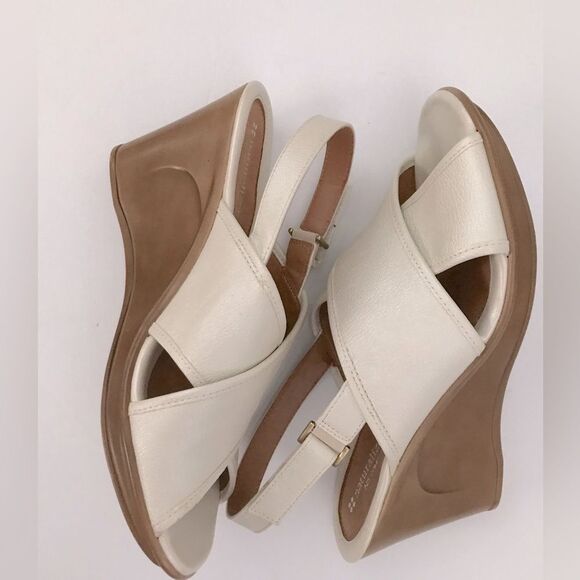 Vintage Naturalizer Comfort Wedge Sandals Cream 9.5W - Picture 2 of 6